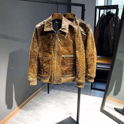 工藝重磅之作!值得珍藏 植絨山羊皮油蠟處理加棉保暖A2飛行夾克