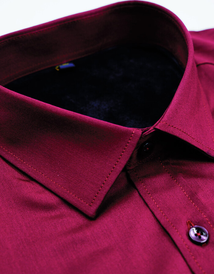 保羅保暖襯衫 加絨加厚免燙長袖襯衣，酒紅色40碼植絨工藝解析